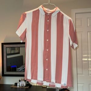 Bershka White and Pastel striped short sleeve button up